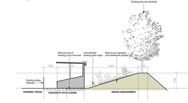 A drawing showing the location of the new spectator stand at Cwmbran Town FC's ground