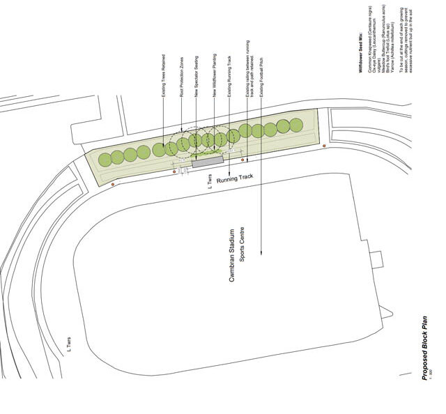 a drawing to show the location on a few stand at a football ground