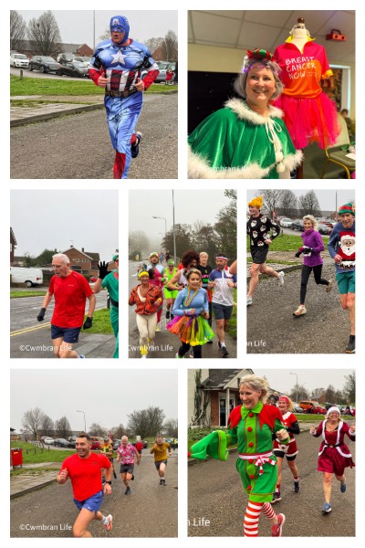 collage of photos of runners in a fancy dress christmas event