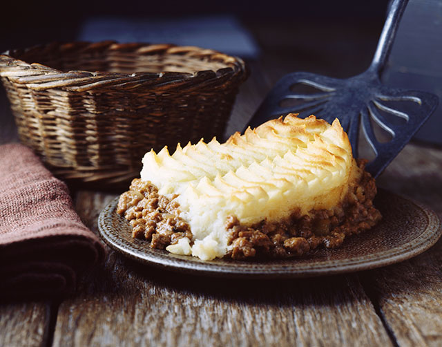 Home-made cottage pie on plate