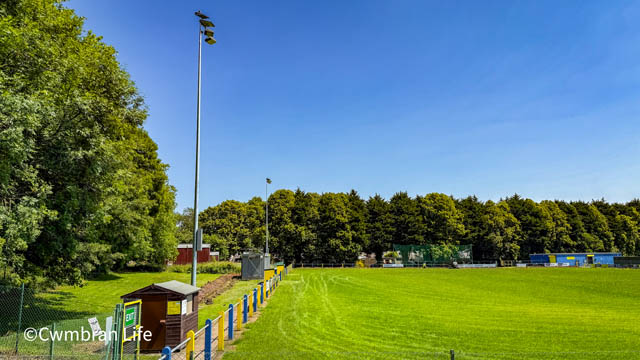 a football pitch with floodlights