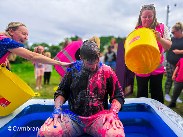 a teacher had buckets of gunge and slime poured over him