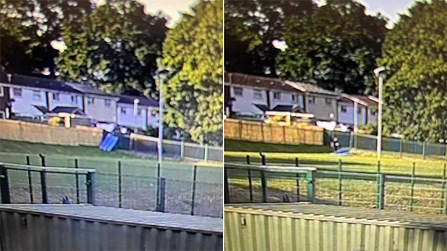 Two images of the theft at Blenheim Road Primary School.