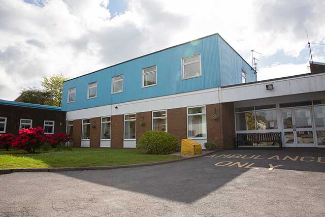 the entrance to a care home