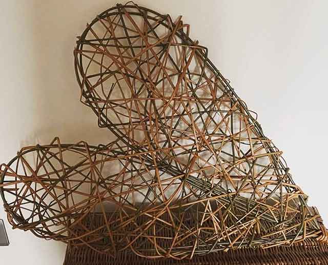 a heart shaped willow weaving creation