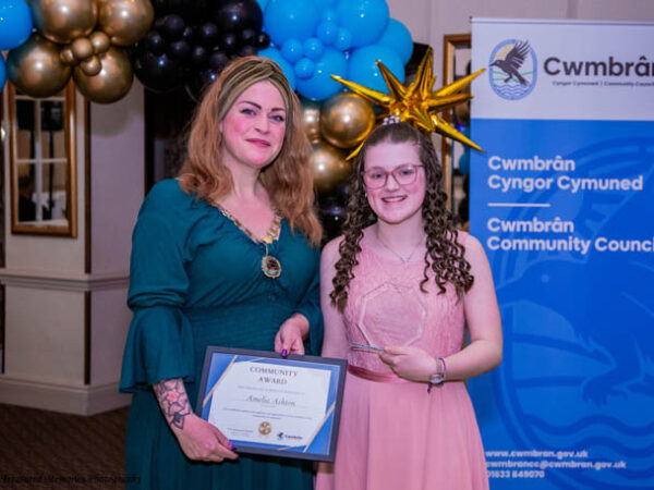 Amelia Ashton given Youth Award in Cwmbran