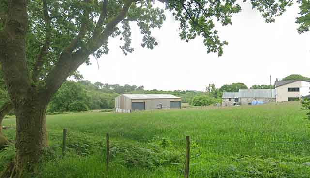 a building on farmland