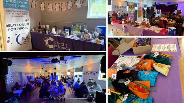a collage of photos from an event with people sat at tables