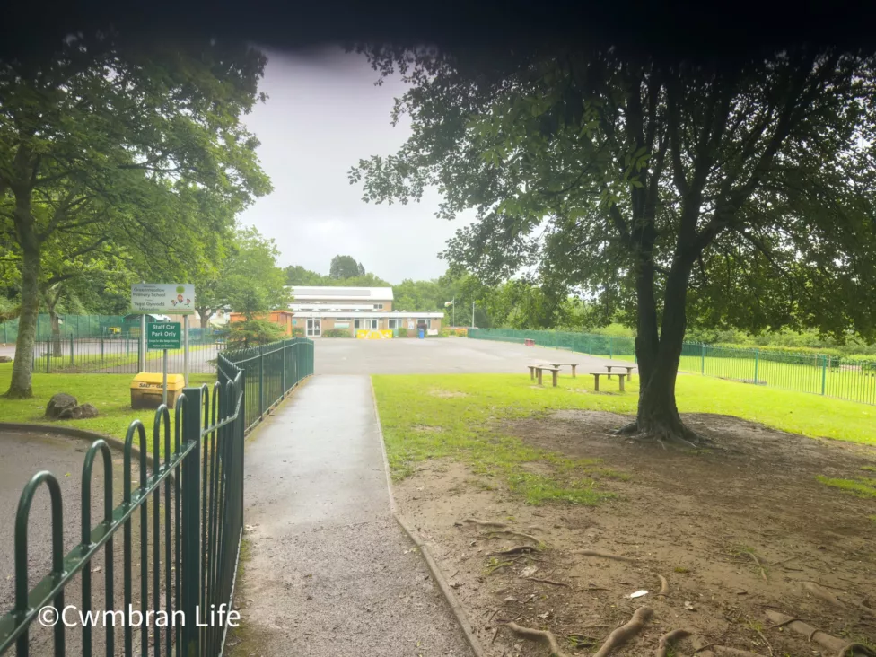 the entrance to Greenmeadow Primary School