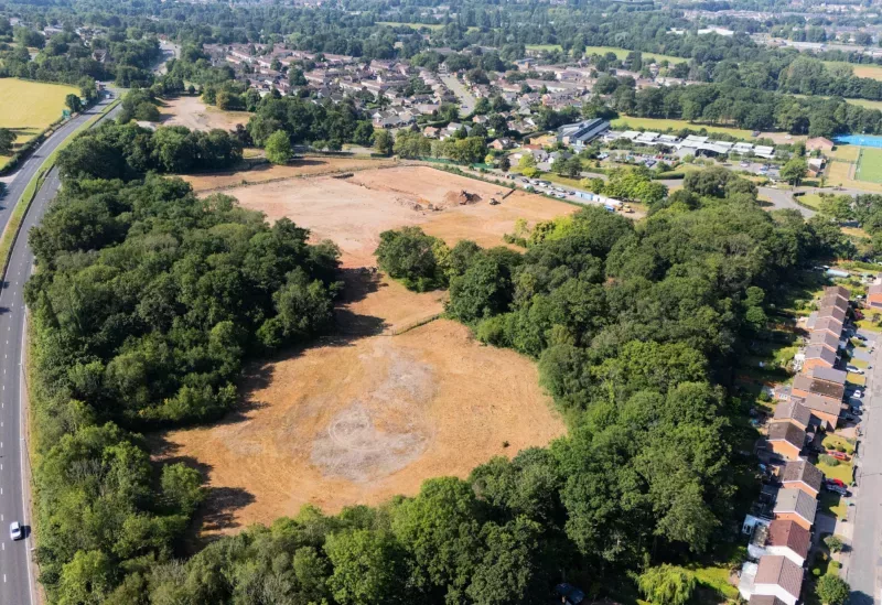 a drone photo of of a field