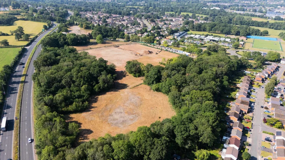 a drone photo of of a field